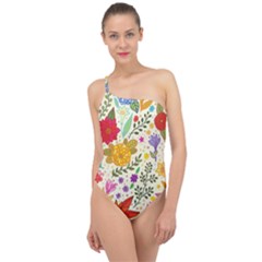 Colorful Flowers Pattern Abstract Patterns Floral Patterns Classic One Shoulder Swimsuit by Semog4