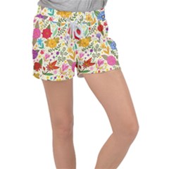 Colorful Flowers Pattern Abstract Patterns Floral Patterns Women s Velour Lounge Shorts by Semog4