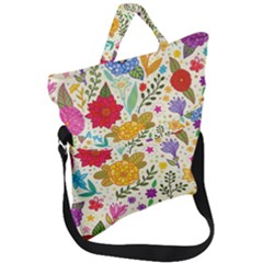 Colorful Flowers Pattern Abstract Patterns Floral Patterns Fold Over Handle Tote Bag by Semog4