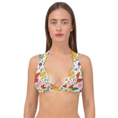 Colorful Flowers Pattern Abstract Patterns Floral Patterns Double Strap Halter Bikini Top by Semog4