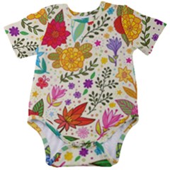 Colorful Flowers Pattern Abstract Patterns Floral Patterns Baby Short Sleeve Bodysuit by Semog4