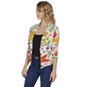 Colorful Flowers Pattern Abstract Patterns Floral Patterns Women s Draped Front 3/4 Sleeve Shawl Collar Jacket View2