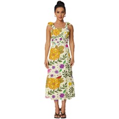 Colorful Flowers Pattern Abstract Patterns Floral Patterns Tie-strap Tiered Midi Chiffon Dress by Semog4