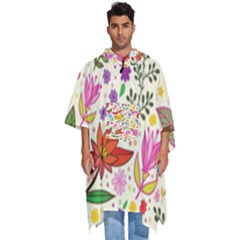 Colorful Flowers Pattern Abstract Patterns Floral Patterns Men s Hooded Rain Ponchos by Semog4