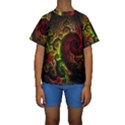 Green And Red Lights Wallpaper Fractal Digital Art Artwork Kids  Short Sleeve Swimwear View1