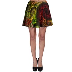 Green And Red Lights Wallpaper Fractal Digital Art Artwork Skater Skirt by Semog4