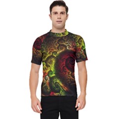 Green And Red Lights Wallpaper Fractal Digital Art Artwork Men s Short Sleeve Rash Guard by Semog4