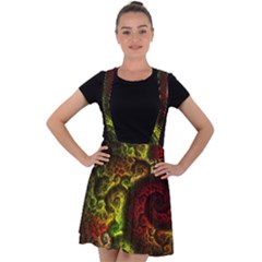 Green And Red Lights Wallpaper Fractal Digital Art Artwork Velvet Suspender Skater Skirt by Semog4