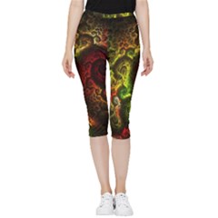 Green And Red Lights Wallpaper Fractal Digital Art Artwork Inside Out Lightweight Velour Capri Leggings  by Semog4