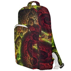 Green And Red Lights Wallpaper Fractal Digital Art Artwork Double Compartment Backpack by Semog4