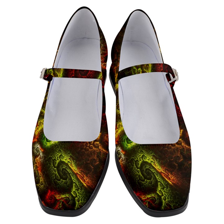 Green And Red Lights Wallpaper Fractal Digital Art Artwork Women s Mary Jane Shoes