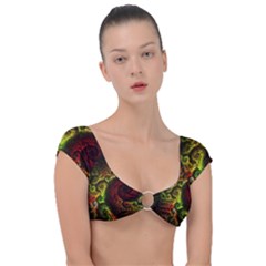 Green And Red Lights Wallpaper Fractal Digital Art Artwork Cap Sleeve Ring Bikini Top by Semog4