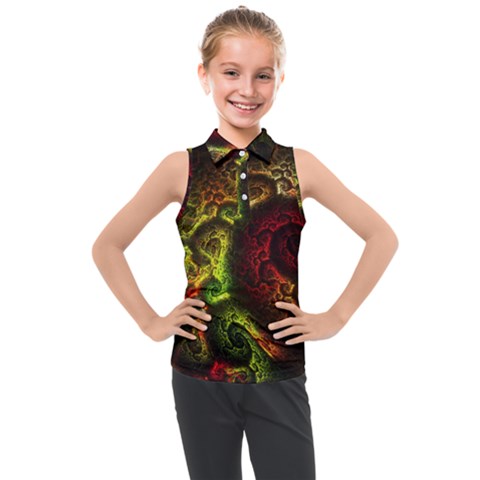 Green And Red Lights Wallpaper Fractal Digital Art Artwork Kids  Sleeveless Polo Tee by Semog4