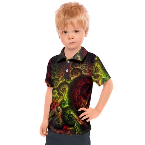 Green And Red Lights Wallpaper Fractal Digital Art Artwork Kids  Polo Tee by Semog4