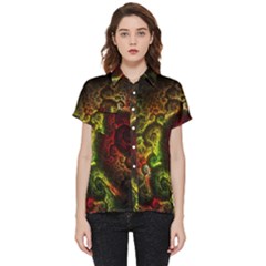 Green And Red Lights Wallpaper Fractal Digital Art Artwork Short Sleeve Pocket Shirt by Semog4