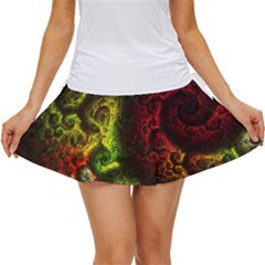 Green And Red Lights Wallpaper Fractal Digital Art Artwork Women s Skort