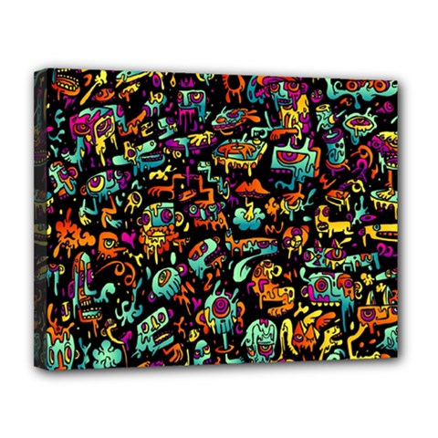 Cartoon Monster Pattern Abstract Background Canvas 14  X 11  (stretched) by Semog4