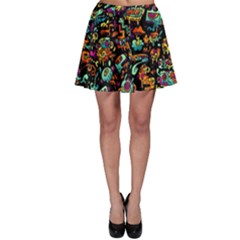 Cartoon Monster Pattern Abstract Background Skater Skirt by Semog4