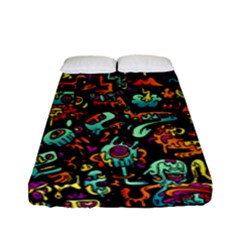 Cartoon Monster Pattern Abstract Background Fitted Sheet (full/ Double Size) by Semog4