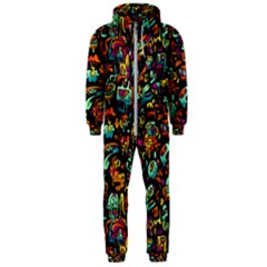 Cartoon Monster Pattern Abstract Background Hooded Jumpsuit (men) by Semog4