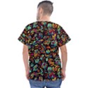 Cartoon Monster Pattern Abstract Background Men s V-Neck Scrub Top View2