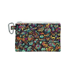 Cartoon Monster Pattern Abstract Background Canvas Cosmetic Bag (small) by Semog4