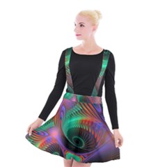 Circle Art 3d Artwork Graphics Vortex Colorful Digital Art Suspender Skater Skirt by Semog4