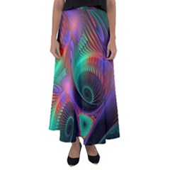 Circle Art 3d Artwork Graphics Vortex Colorful Digital Art Flared Maxi Skirt by Semog4