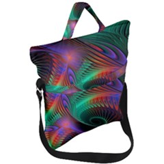 Circle Art 3d Artwork Graphics Vortex Colorful Digital Art Fold Over Handle Tote Bag by Semog4