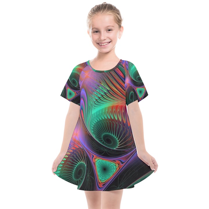 Circle Art 3d Artwork Graphics Vortex Colorful Digital Art Kids  Smock Dress