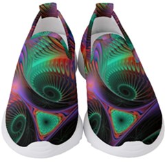 Circle Art 3d Artwork Graphics Vortex Colorful Digital Art Kids  Slip On Sneakers by Semog4