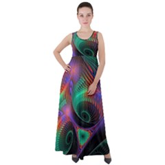 Circle Art 3d Artwork Graphics Vortex Colorful Digital Art Empire Waist Velour Maxi Dress by Semog4