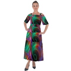 Circle Art 3d Artwork Graphics Vortex Colorful Digital Art Shoulder Straps Boho Maxi Dress  by Semog4