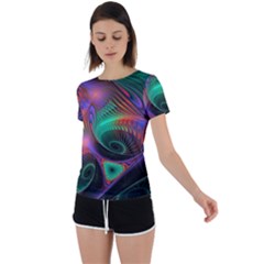 Circle Art 3d Artwork Graphics Vortex Colorful Digital Art Back Circle Cutout Sports Tee by Semog4