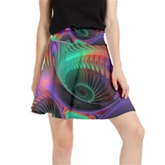 Circle Art 3d Artwork Graphics Vortex Colorful Digital Art Waistband Skirt by Semog4