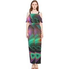 Circle Art 3d Artwork Graphics Vortex Colorful Digital Art Draped Sleeveless Chiffon Jumpsuit by Semog4