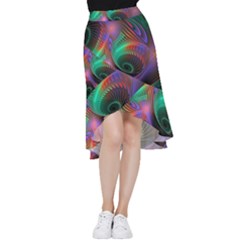 Circle Art 3d Artwork Graphics Vortex Colorful Digital Art Frill Hi Low Chiffon Skirt by Semog4