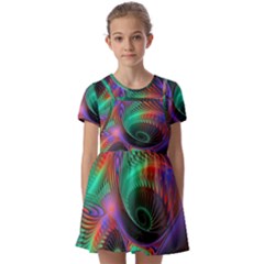 Circle Art 3d Artwork Graphics Vortex Colorful Digital Art Kids  Short Sleeve Pinafore Style Dress