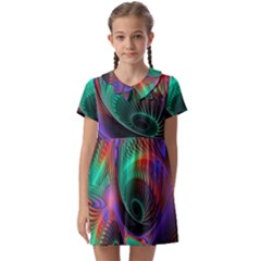 Circle Art 3d Artwork Graphics Vortex Colorful Digital Art Kids  Asymmetric Collar Dress by Semog4