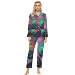 Circle Art 3d Artwork Graphics Vortex Colorful Digital Art Womens  Long Sleeve Velvet Pocket Pajamas Set by Semog4