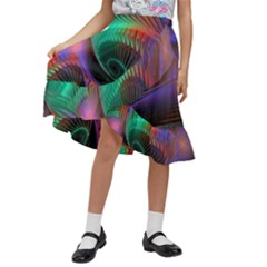 Circle Art 3d Artwork Graphics Vortex Colorful Digital Art Kids  Ruffle Flared Wrap Midi Skirt by Semog4