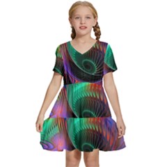 Circle Art 3d Artwork Graphics Vortex Colorful Digital Art Kids  Short Sleeve Tiered Mini Dress by Semog4