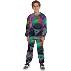 Circle Art 3d Artwork Graphics Vortex Colorful Digital Art Kids  Sweatshirt Set by Semog4