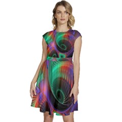 Circle Art 3d Artwork Graphics Vortex Colorful Digital Art Cap Sleeve High Waist Dress by Semog4