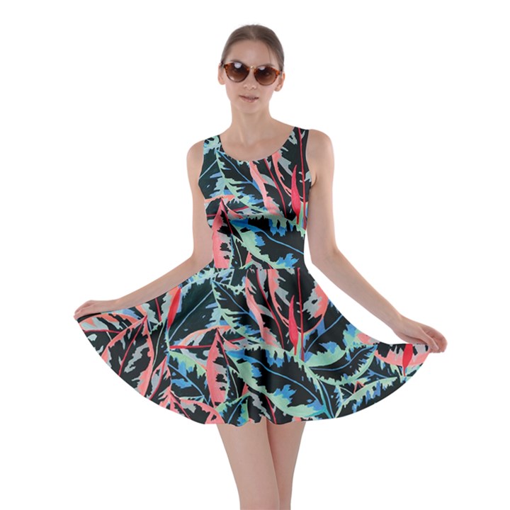 Leaves Leaf Pattern Patterns Colorfu Skater Dress