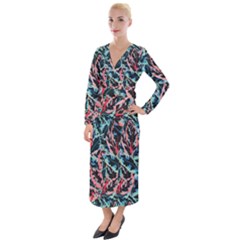 Leaves Leaf Pattern Patterns Colorfu Velvet Maxi Wrap Dress by Semog4