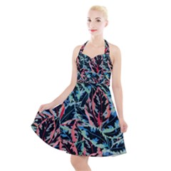 Leaves Leaf Pattern Patterns Colorfu Halter Party Swing Dress  by Semog4