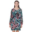 Leaves Leaf Pattern Patterns Colorfur Long Sleeve Chiffon Shift Dress  View1