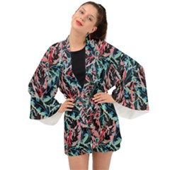 Leaves Leaf Pattern Patterns Colorfur Long Sleeve Kimono by Semog4