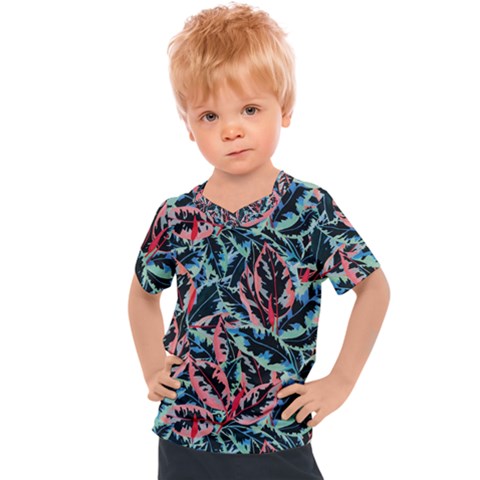 Leaves Leaf Pattern Patterns Colorfur Kids  Sports Tee by Semog4